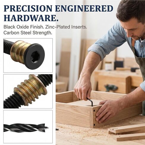 Wood Screw Inserts Kit 40 Sets 1/4"-20 – Furniture Hardware with 3/4" & 1-1/4" Hex Bolts, Pilot Drill Bit, 2 Wrenches for Furniture Assembly, Stripped Hole Repair in Saudi Arabia