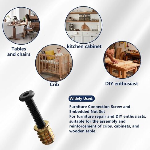 Wood Screw Inserts Kit 40 Sets 1/4"-20 – Furniture Hardware with 3/4" & 1-1/4" Hex Bolts, Pilot Drill Bit, 2 Wrenches for Furniture Assembly, Stripped Hole Repair in Saudi Arabia