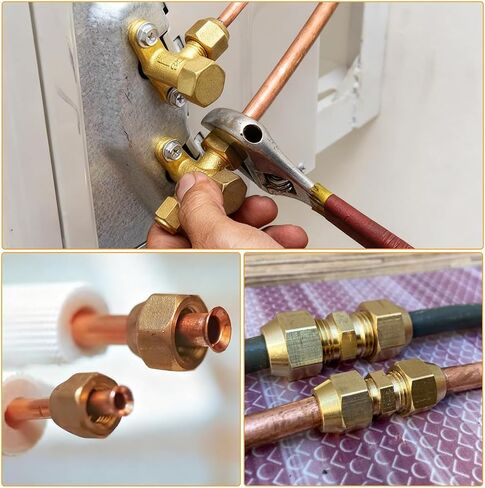 10Pcs Brass Flares Nut Adapters Flares Pipe Fitting Adapter Copper Pipe Extension Joint Connectors for Easy Installation in Saudi Arabia