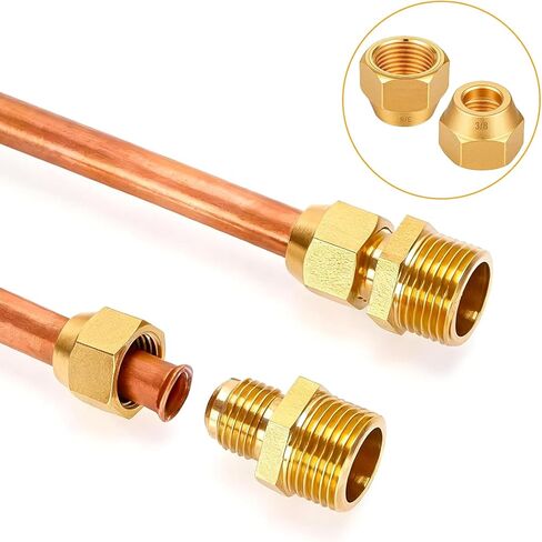 10Pcs Brass Flares Nut Adapters Flares Pipe Fitting Adapter Copper Pipe Extension Joint Connectors for Easy Installation in Saudi Arabia