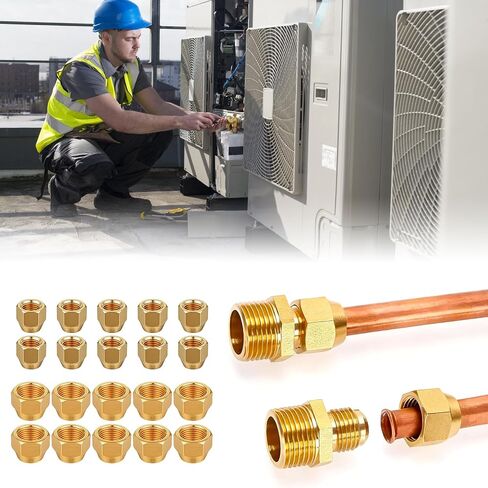 10Pcs Brass Flares Nut Adapters Flares Pipe Fitting Adapter Copper Pipe Extension Joint Connectors for Easy Installation in Saudi Arabia