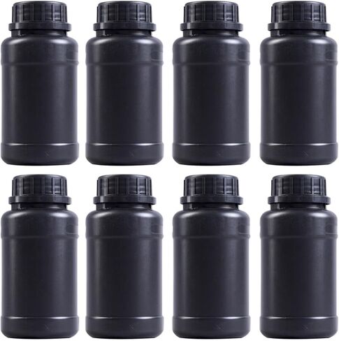 8 قطع من الزجاجات البلاستيكية السوداء عالية الكثافة مع إغلاق جيد وخطوط عمودية عملية، حاويات هندسية قوية لتخزين السوائل والأسمدة، حاويات تخزين بلاستيكية in Kuwait