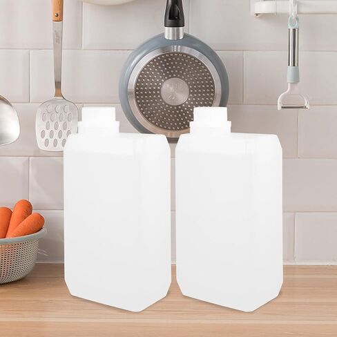 Vaguelly 2pcs 1000ml Hdpe Empty Bottle Jug Set Lightweight Food Grade Chemical Containers with Screw Cap, Space-saving Liquid Storage Bottles for Kitchen and Sample Use in Kuwait