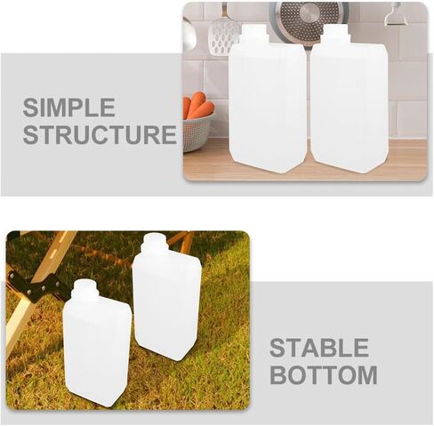 Vaguelly 2pcs 1000ml Hdpe Empty Bottle Jug Set Lightweight Food Grade Chemical Containers with Screw Cap, Space-saving Liquid Storage Bottles for Kitchen and Sample Use in Kuwait