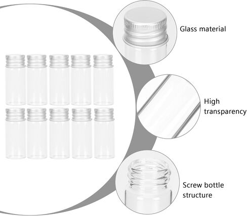 Healeved 10ml Refillable Glass Serum Bottles with Aluminum Screw Caps, Chemical Resistant Leak-proof Design, 10 Pcs Sample Vials for Essential Oils and Makeup Supplies in Kuwait
