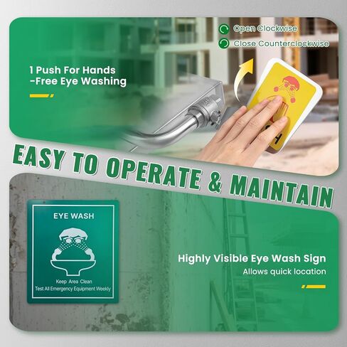 Huanyu الطوارئ جدار جبل محطة غسل العين محطات غسل العين المثبتة على الحائط OSHA المعتمدة الثقيلة 304 الفولاذ المقاوم للصدأ السباكة وحدة غسل العين لاستخدام المختبر التجاري الصناعي (YX-1) in Kuwait