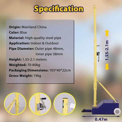 Badminton Volleyball Tennis Net Stand Height Adjustable Multi-Functional Air Volleyball Rack with Wheels Ideal for Backyard Park in Kuwait