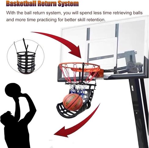 Basketball Shot Returner,Basketball Rebounder Net, PP Plastic Shot Trainer Equipment,360 Degrees Rotating,for Ball Court/Gymnasium in Kuwait