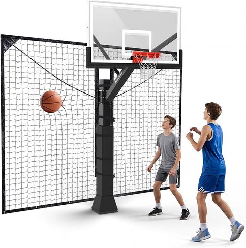 Foldable 12×10FT Basketball Yard Guard Net, Hoops for Indoor & Outdoor Use | Basketball Yard Guard Net, UV Protected Ball Catch Barrier for Square Poles, Fast Setup Fits All Hoops Indoor & Outdoor in Kuwait