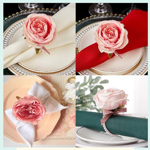 100pcs Napkin Rings, Pink Imitation Pearl Beaded Buckles for DIY Serviette Ring Holders,Wedding Dinner Party Table Decorations in Kuwait