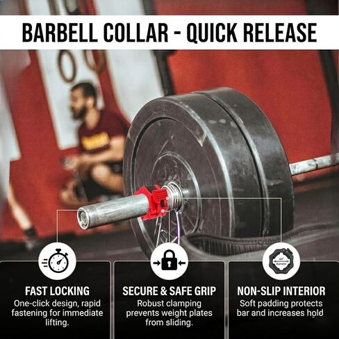 Locking Weight Collars Quick Release 4pcs Clamps for Barbell and Dumbbell Sleeves, Secure Fit for Home Gym, Crossfit, Strength Training in Kuwait