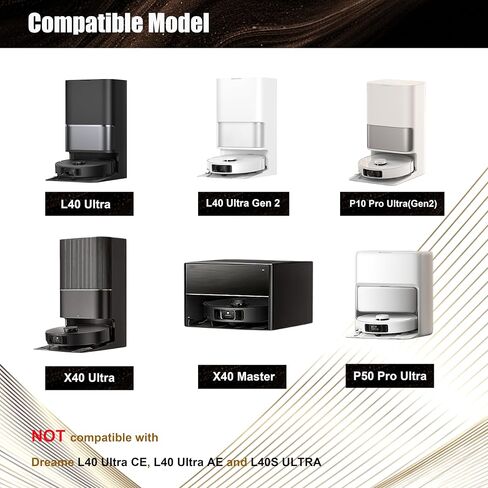 قطع غيار الملحقات لـ Dreame X40 Ultra/L40 Ultra(Gen2)/X40 Master وMOVA P10/P50 Pro Ultra Robot Vacuum، 1 فرشاة مطاطية رئيسية، 4 أكياس غبار، 4 وسادات ممسحة، 3 مرشحات، 3 فرش جانبية in Kuwait