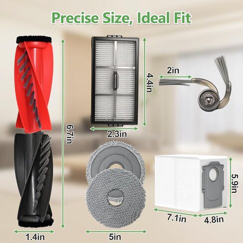 26 Pcs Saros 10R Accessories Kit Compatible with Roborock Saros 10R / Saros 20 / Qrevo CurvX Robot Vacuum, Replacement Parts with 4 Roller Brushes, 6 Mop Pads, 4 Dust Bags, 6 Side Brushes, 4 Filters in Kuwait