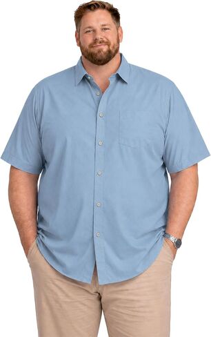 Weecreeture Mens Big & Tall Short Sleeve Dress Shirt, Wrinkle Resistant Business Casual Button Down Shirt for Men Solid Color in Saudi Arabia