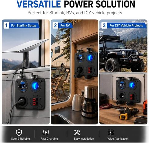 منفذ USB 12 فولت ملحق RV لوحة مفاتيح بحرية 12 فولت، مزدوج PD20W وQC18W مع ​​مفتاح منفذ USB للسيارة، موصل أنديسون، مقبس ولاعة سجائر 150 وات، غطاء مقاوم للماء 4 في 1 مجموعة DIY in Kuwait