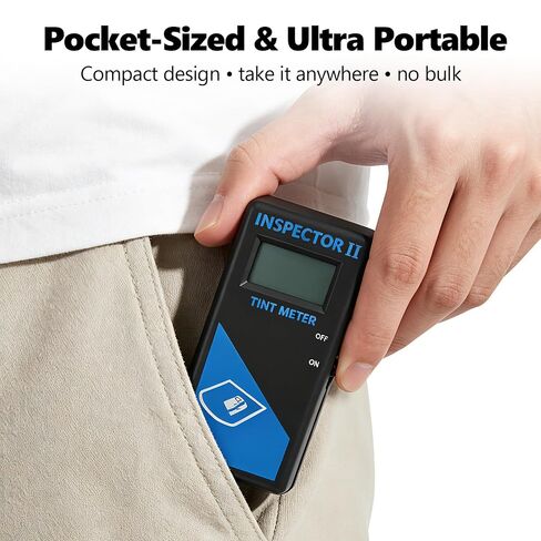 Upgrade 3-in-1 Tint Meter for Car Front/Side/Rear Windows, with 2PCS Tinted Cards,Digital Window Tint Meter, Solar Film VLT Meter with Automatic Calibration, Pocket-Sized, Use Out of Box in Kuwait