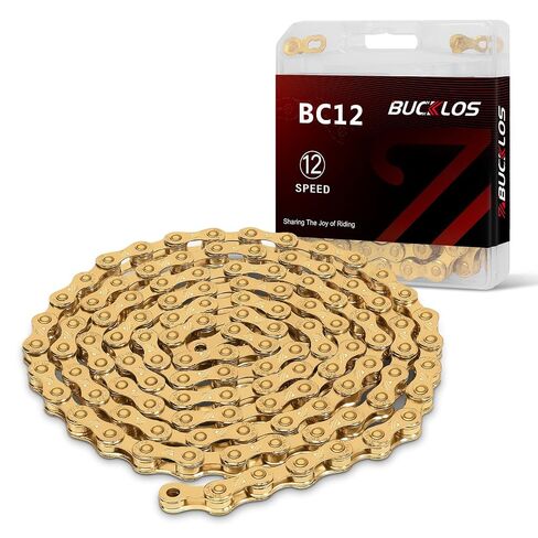 BUCKLOS 8/9/10/11/12 Speed Bike Chain, High Performance Lightweight Bicycle Chains for Road Bike/Mountain Bike/Ebike,Compatible with Shimano, SRAM, Campagnolo Silver/Gold in Kuwait