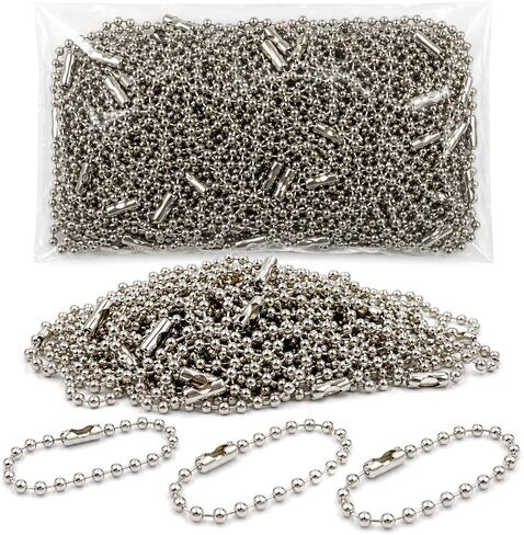 100 Pcs Ball Bead Chain Keychain, 3.94 Inch Metal Beaded Chain with Sturdy Connector Clasp, 2.2mm Beads for Dog Tags, ID Badges, Jewelry Making, DIY Crafts & Hanging Decorations (Silver) in Kuwait