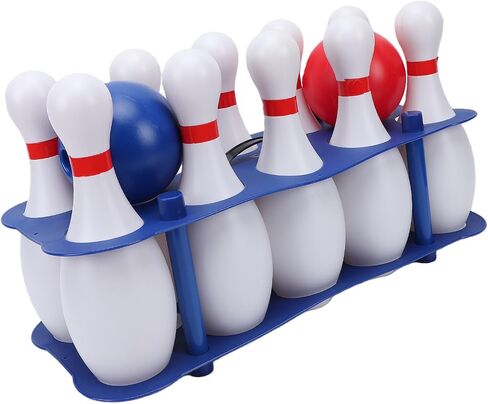 Kids Bowling Set Durable Safe 10 White Plastic Pins with 2 Lightweight Balls for Family Fun Indoor Outdoor Use (for Kids Aged 3 and Above) in Kuwait