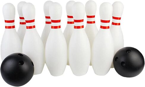 Kids Bowling Toy Set 10 Pcs with 2 Balls, 22cm (8.66in) Plastic Bowling Pins, Indoor Bowling Game for Children in Kuwait
