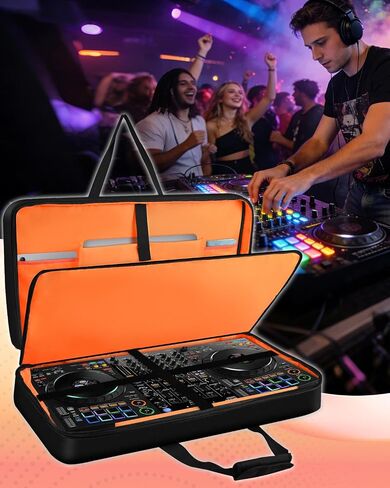 حقيبة وحدة تحكم DJ لـ DDJ-FLX10/ DDJ-GRV6/FLX6/ REV5/ REV7/1000/ SC LIVE 4، حقيبة كبيرة مبطنة مقاومة للصدمات مع حجرة كمبيوتر محمول مقاس 17.3 بوصة، وجيوب متعددة لتخزين وحدة تحكم DJ وملحقاتها in Kuwait