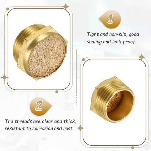 MECCANIXITY 1pcs Male Air Pneumatic Mufflers 1" NPT Sintered Bronze Muffler Air Fittings for Pneumatic Tool and Industrial Machinery in Kuwait