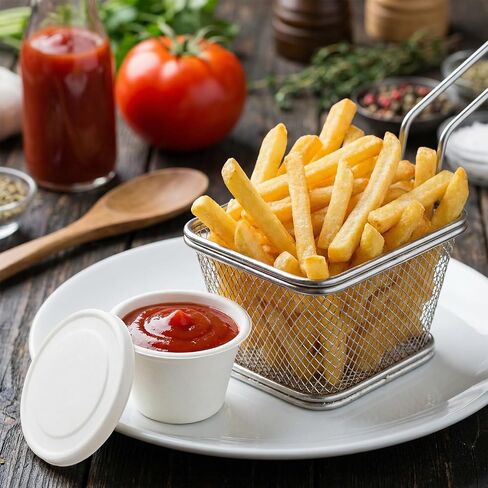 100 Sets 4 oz Paper Containers with Lids, Disposable Ice Cream Containers with Lids, White Bagasse Fiber Portion Cups for Sauces, Condiments, Desserts, Souffle, 2.95" Wide in Kuwait