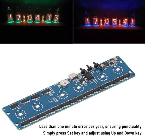 وحدة ساعة أنبوب Photoglow، لوحة دوائر ساعة أنبوبية متوهجة مع أنابيب IN12 IN14 Nixie، شاشة رقمية 24 ساعة، إضاءة خلفية متعددة الألوان، وضع السكون لمجموعة أدوات DIY على مدار الساعة المكتبية الرجعية in Kuwait