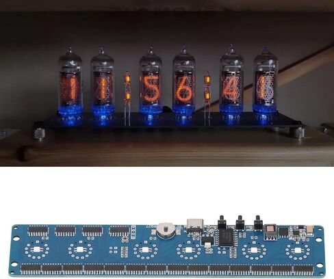 وحدة ساعة أنبوب Photoglow، لوحة دوائر ساعة أنبوبية متوهجة مع أنابيب IN12 IN14 Nixie، شاشة رقمية 24 ساعة، إضاءة خلفية متعددة الألوان، وضع السكون لمجموعة أدوات DIY على مدار الساعة المكتبية الرجعية in Kuwait