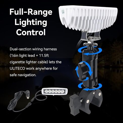 مشبك على ضوء موزع القارب LED، 6 بوصة 18 وات ثنائي اللون | شريط ضوء الفيضانات البحرية الأبيض والأزرق، IP67 أضواء مقاومة للماء، قابس ولاعة السجائر، لقوارب الكاياك، T-Top، جون قارب الصيد in Kuwait