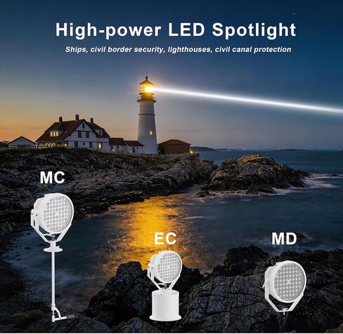 240W LED ضوء البحث البحري للقوارب، 3.6deg شعاع ضيق عن بعد أضواء كاشفة، إضاءة مقاومة للماء عالية الطاقة تصل إلى 3KM، AC 100-277V، التشغيل اليدوي للسفن الخارجية in Kuwait