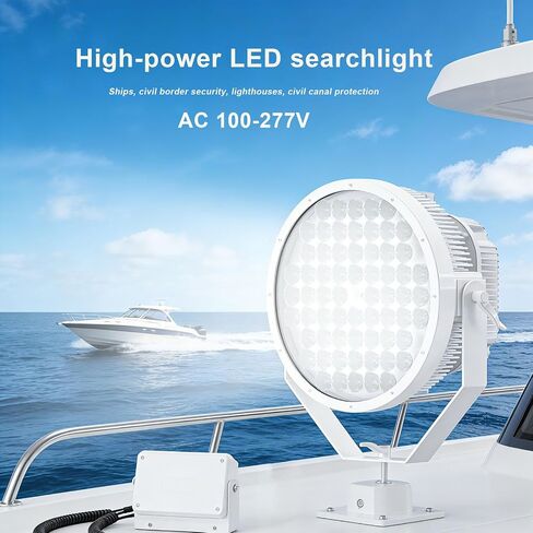 240W LED ضوء البحث البحري للقوارب، 3.6deg شعاع ضيق عن بعد أضواء كاشفة، إضاءة مقاومة للماء عالية الطاقة تصل إلى 3KM، AC 100-277V، التشغيل اليدوي للسفن الخارجية in Kuwait