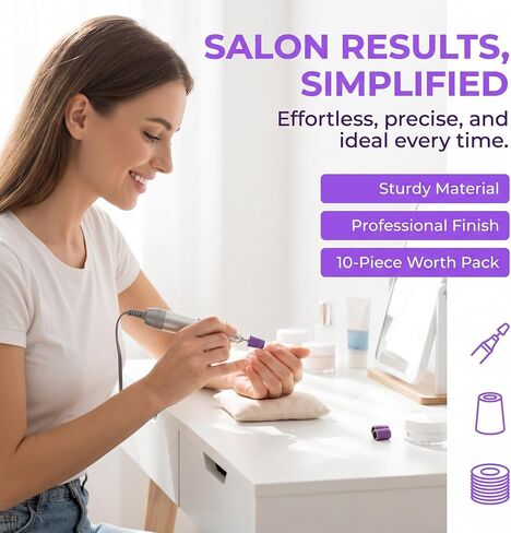 10pcs Manicure Drill Sanding Bands - Cone Shape 240 Grit Buffing Bands for Electric Nail Drill - Nail Salon Accessories for Art Prep and Shaping in Kuwait