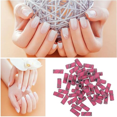 DECHOUS 50 Pcs Manicure Sanding Bands for Nail Drill Bits Tungsten Steel Nail Sanding Rings Portable for Home in Kuwait