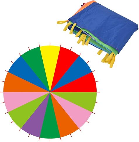 Fafeicy Rainbow Parachute Oxford Fabric Kids Play Parachute 6m متعدد الألوان لعبة تمرين الفريق للأطفال ألعاب جماعية رياض الأطفال أنشطة الحفلات الخارجية in Kuwait