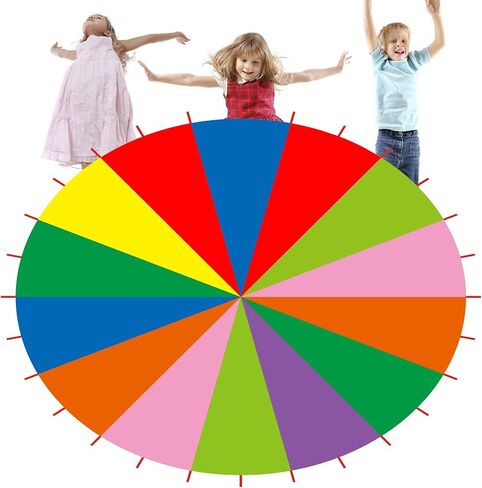 Fafeicy Rainbow Parachute Oxford Fabric Kids Play Parachute 6m متعدد الألوان لعبة تمرين الفريق للأطفال ألعاب جماعية رياض الأطفال أنشطة الحفلات الخارجية in Kuwait