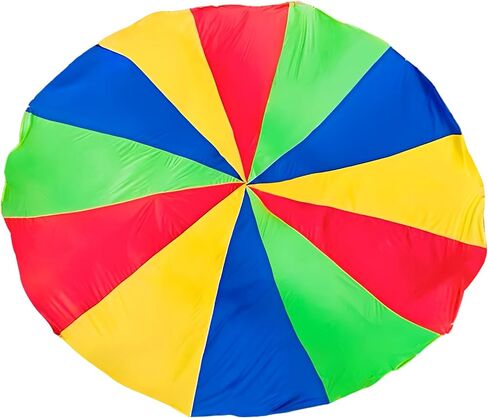9.8 ft / 300 cm Rainbow Play Parachute for Youngsters, Group Play, Party Games, Safe Design with No Center Hole, Long-Lasting Polyester Material, Easy to Grip for Teamwork in Kuwait