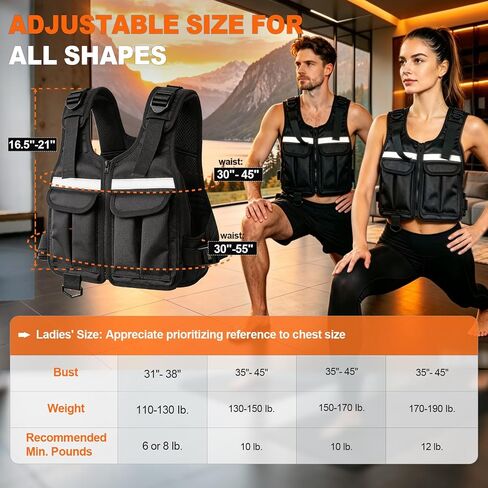 WHATAFIT Adjustable Weighted Vest, 2-12 lbs Washable with Armband Phone Pocket & Dog Leash Clip, Zip Rucking Vest for Women Men, Reflective for Walking Running HIIT Home Gym in Saudi Arabia