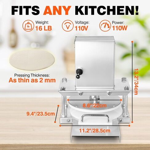 Electric Dough Press Machine, Commercial Pizza Dough Press Maker for Tortilla Roti Pastry, Adjustable Stainless Steel Dough Pressing Machine for Bakery Kitchen Restaurant in Kuwait