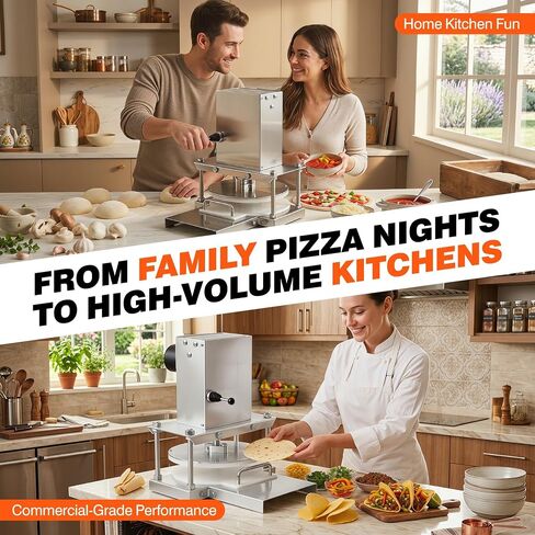Electric Dough Press Machine, Commercial Pizza Dough Press Maker for Tortilla Roti Pastry, Adjustable Stainless Steel Dough Pressing Machine for Bakery Kitchen Restaurant in Kuwait
