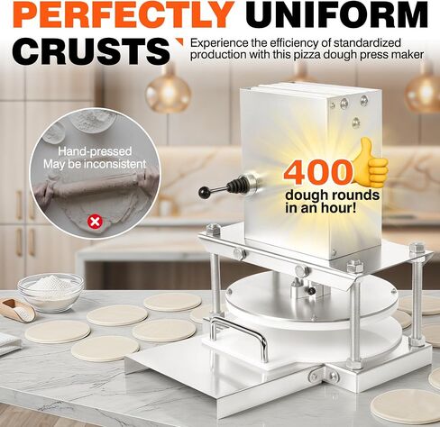 Commercial Dough Press Machine, Electric Pizza Dough Press Maker with Adjustable Thickness for Tortilla Roti Pie Crust, Automatic Dough Press Machine for Bakery Restaurant in Kuwait