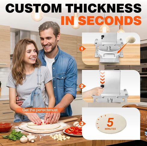 Commercial Dough Press Machine, Electric Pizza Dough Press Maker with Adjustable Thickness for Tortilla Roti Pie Crust, Automatic Dough Press Machine for Bakery Restaurant in Kuwait