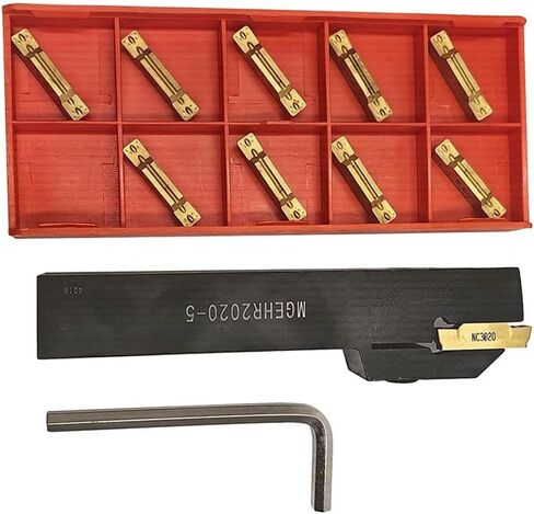 MGEHR2020-5 Right Hand External Grooving Holder with 10x MGMN500-for M Carbide Inserts, Alloy Steel Lathe Cutting Steel for Stainless Cast Iron Finishing in Kuwait