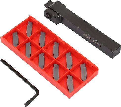 Lathe Parting Tool Holder, MGEHR1212 3 Lathe Cut Off Grooving Tool with 10 Inserts, for CNC and Manual Machine in Kuwait