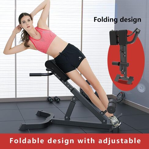 مقعد Hyperextension قابل للتعديل، كرسي روماني قابل للطي، معدات تمديد الظهر، أسود، تمرين الصالة الرياضية المنزلية in Kuwait
