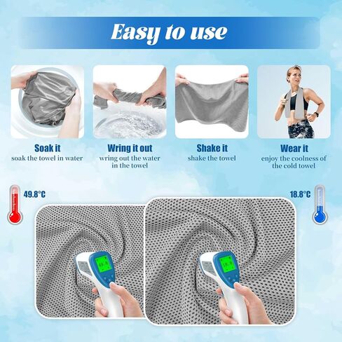 Cooling Towel for Neck and Face, 5 Pack Soft Microfiber Cold Towel | 40 X 12 Inch Breathable Cooling Towels, Cool Towels For Neck Hot Weather, Sports, Yoga, Workout, Running, Golf, Camping in Kuwait