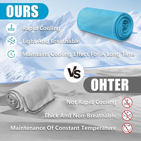 Cooling Towel for Neck and Face, 5 Pack Soft Microfiber Cold Towel | 40 X 12 Inch Breathable Cooling Towels, Cool Towels For Neck Hot Weather, Sports, Yoga, Workout, Running, Golf, Camping in Kuwait