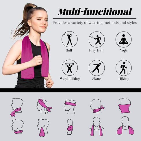Cooling Towel for Neck and Face, 5 Pack Soft Microfiber Cold Towel | 40 X 12 Inch Breathable Cooling Towels, Cool Towels For Neck Hot Weather, Sports, Yoga, Workout, Running, Golf, Camping in Kuwait