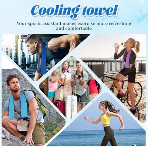 Cooling Towel for Neck and Face, 5 Pack Soft Microfiber Cold Towel | 40 X 12 Inch Breathable Cooling Towels, Cool Towels For Neck Hot Weather, Sports, Yoga, Workout, Running, Golf, Camping in Kuwait