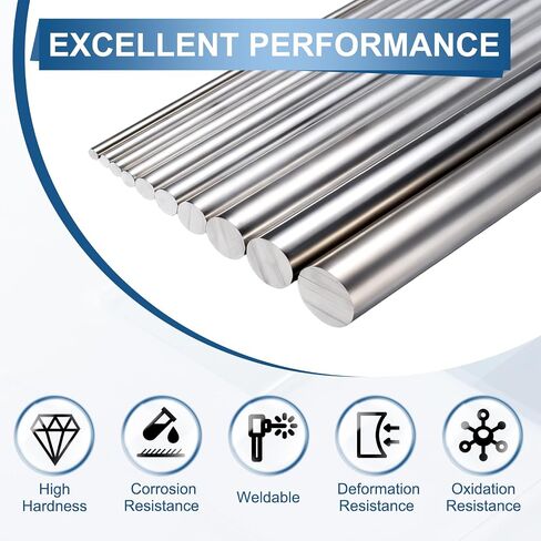 uxcell 3 Pcs 6061 T651 Aluminum Rod, 12mm/ 0.47" Diameter 153 mm/6" Length Solid Round Aluminum Bars, Extruded Lathe Bar Stock for Industrial DIY Craft, Silver Tone in Kuwait